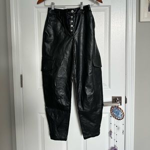 Black Wilfred Leather Cargo Pants